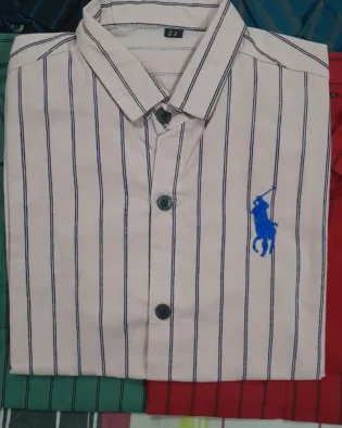 Trendy Polo Cotton Shirts for Kids – Light Pink With Lining(Size 20 )