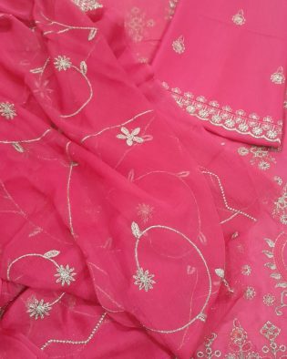 Fully embroidered 3 pieces party wear