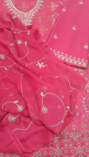 Fully embroidered 3 pieces party wear