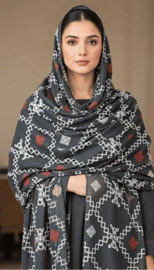 Ladies shawl for summer with light embroidered