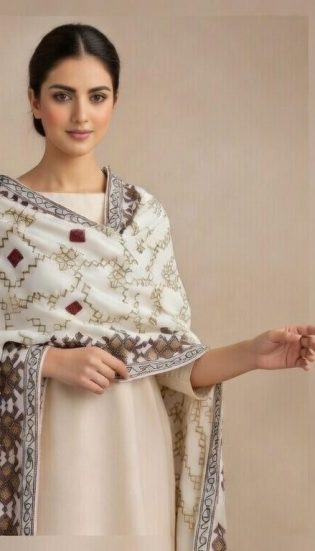 ladies shawl for summer. Summer shawls are embroidered with unique color and design