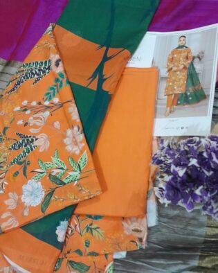 Hurrem 3 pieces unstitched lawn suit with floral design