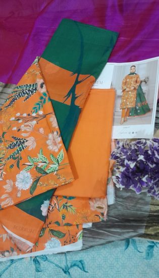 Hurrem 3 pieces unstitched lawn suit with floral design