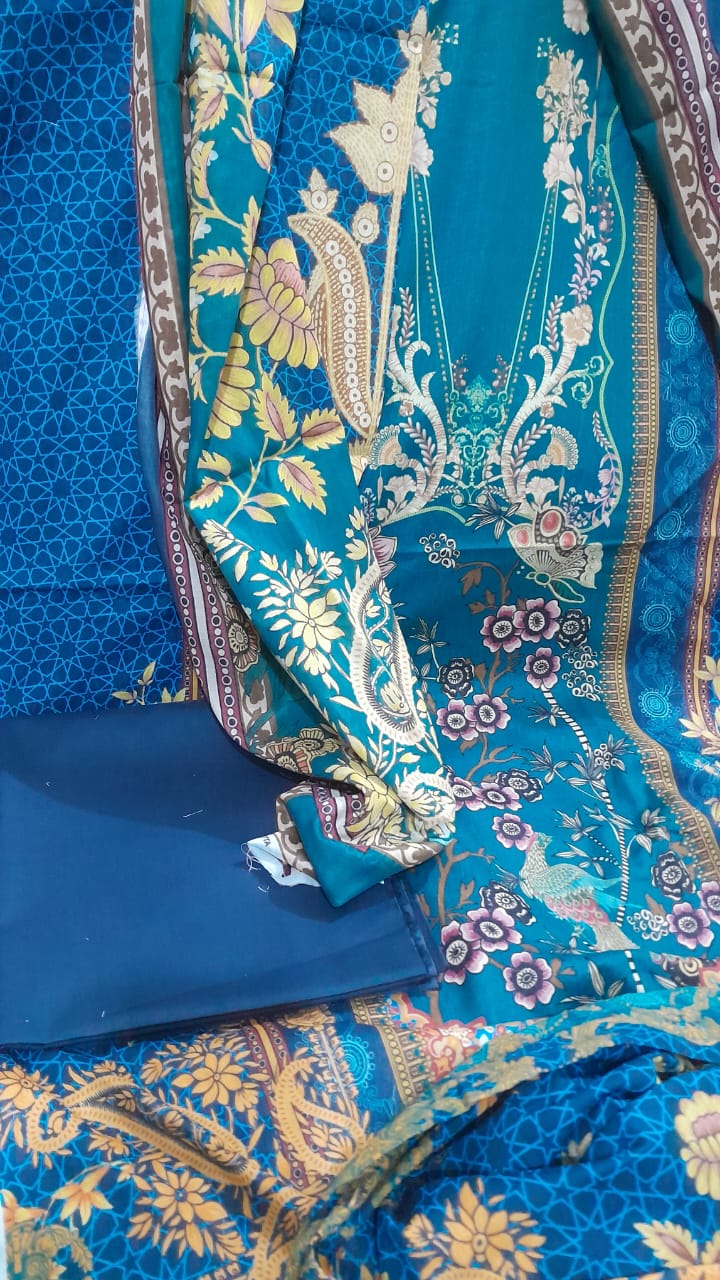 Premium Bonanza Satrangi Lawn Suit-premium lawn suit online Pakistan – Unstitched 3PC for Women | TrendHiveCo.pk - Image 4