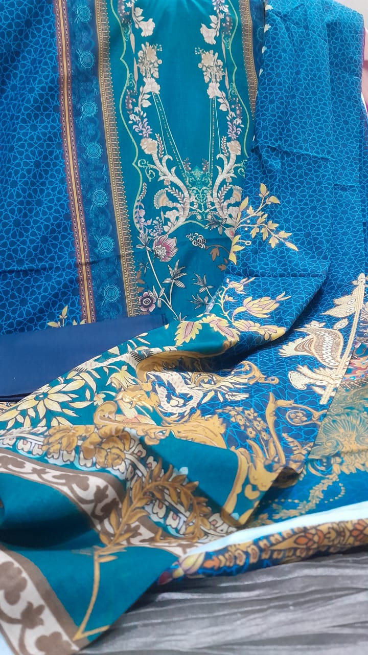 Premium Bonanza Satrangi Lawn Suit-premium lawn suit online Pakistan – Unstitched 3PC for Women | TrendHiveCo.pk - Image 3