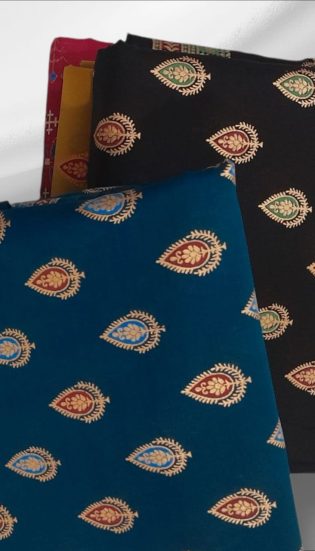 2PCS- All Over Designer Shiny Lawn Unstitched Suit – Perfect for Family Functions & Special Occasions -- Blue