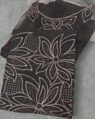 Elegant style -- 3Pcs Embroidered Lawn-- Designer Shiny Lawn Suit – Perfect for Family Functions & Special Occasions Like Eid